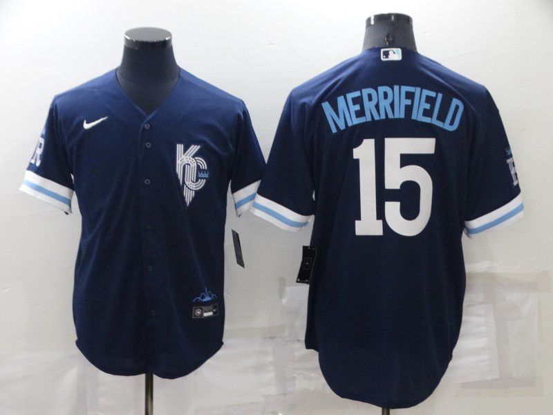 Men Kansas City Royals #15 Merrifield Blue City Edition Game Nike 2022 MLB Jersey